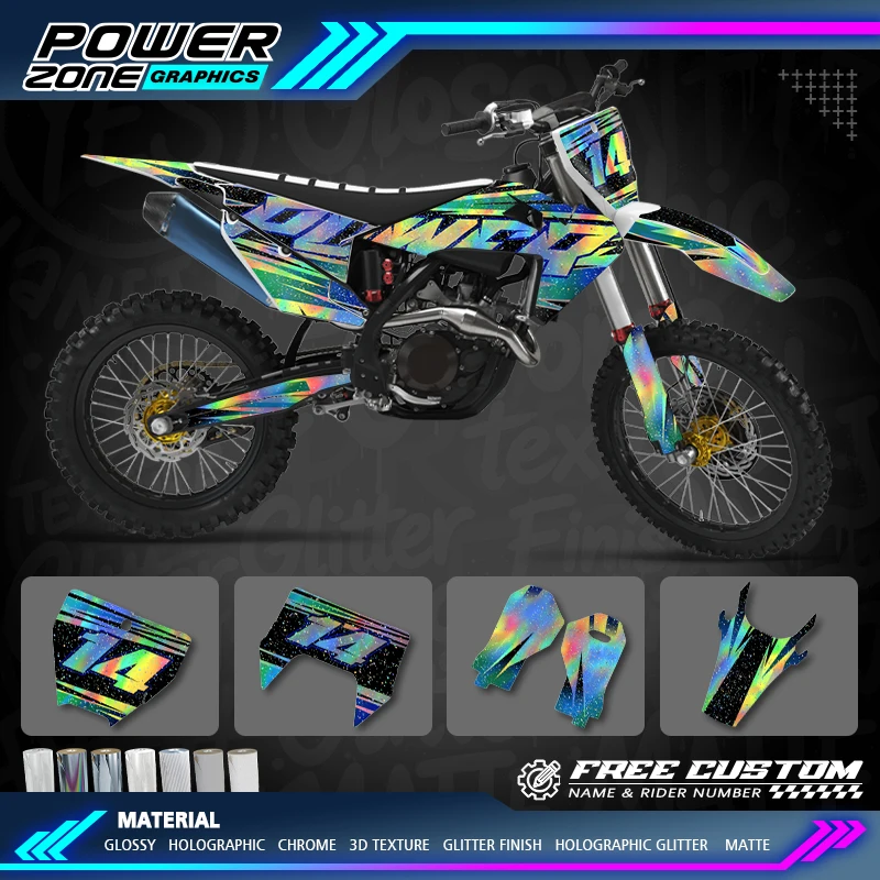 PowerZone Chrome Graphics Stickers For Husqvarna 2019 2020 2021 TC FC TX FX FS 2020 2021 2022 2023 TE FE Holographic 162