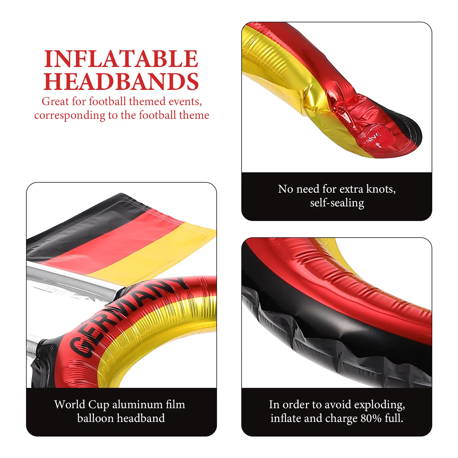 20pcs Flag Headdress Sports Competition Inflatable Headband For Soccer Party Football Fans Cheer Hairband Party