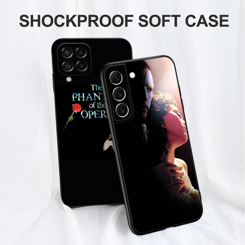 Black tpu Case For Samsung galaxy S23 S22 S20 S21 FE PLUS ultra+S10 E lite cover The Phantom of the Opera