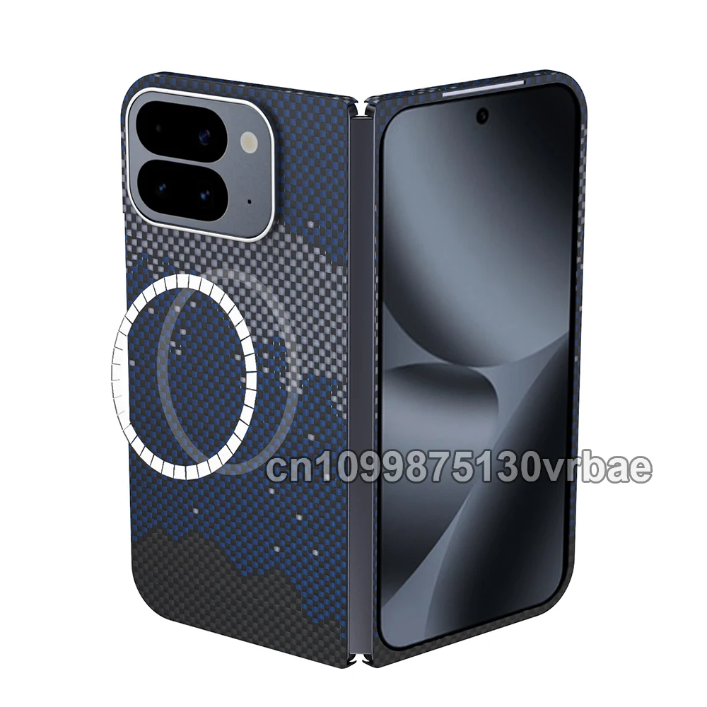 

600D Real-thin Carbon Fiber Phone Case for Google Pixel 10 Pro Fold Case Aramid Fiber Fabric Thinhard Magnetic Black Slim Light