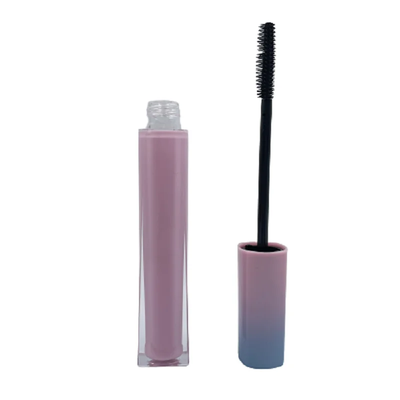 

Hot Sell 10ML Empty Mascara Container Square Gradient Pink and Blue Eyelash Cream Vials Plastic Bottle Mascara Tubes Packaging