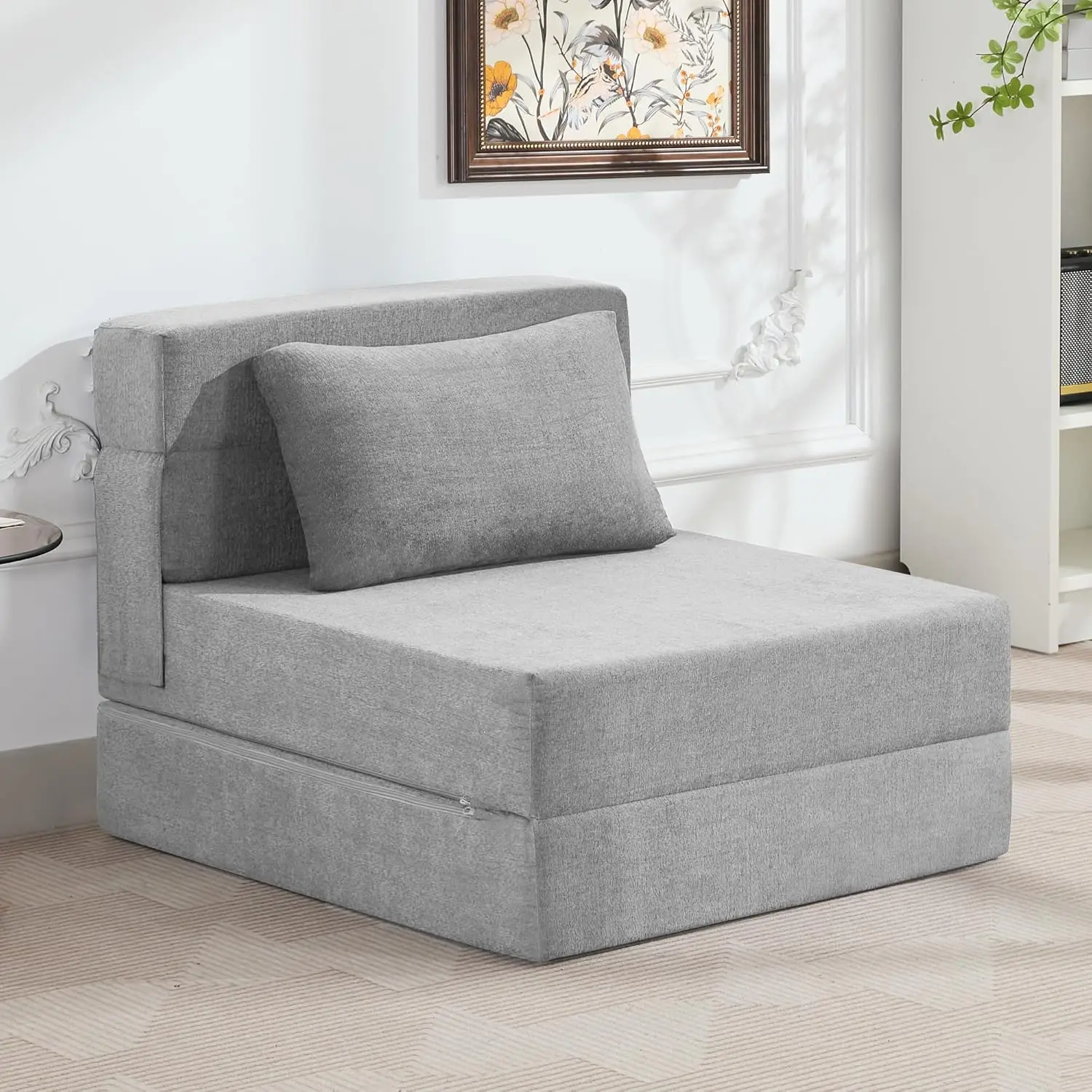 

Folding Sofa Bed Convertible Floor Couch Foldable Chair Bed with Pillow Linen Sleeper Chair Futon Foldable Memory Foam Mattress