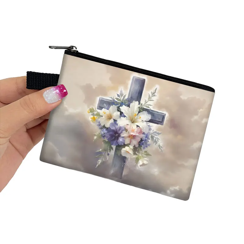 Monedero con diseño de religión de Jesús Vintage, bendición de oración cristiana, billetera para mujer, llaves, lápiz labial, tarjetero, monedero para mujer