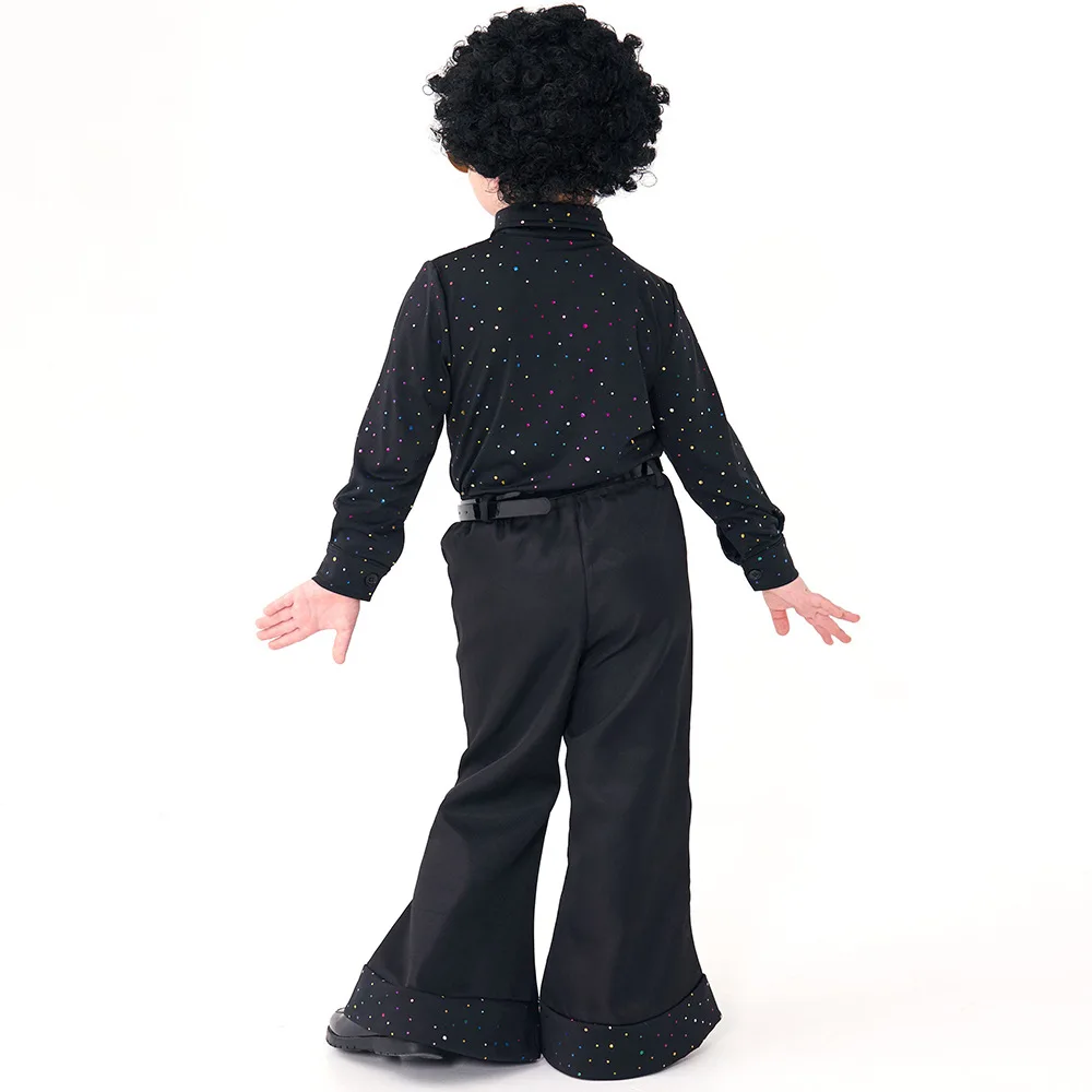 Children's Retro 70s Disco Sequins Singer Model Walk Show Performance Costume