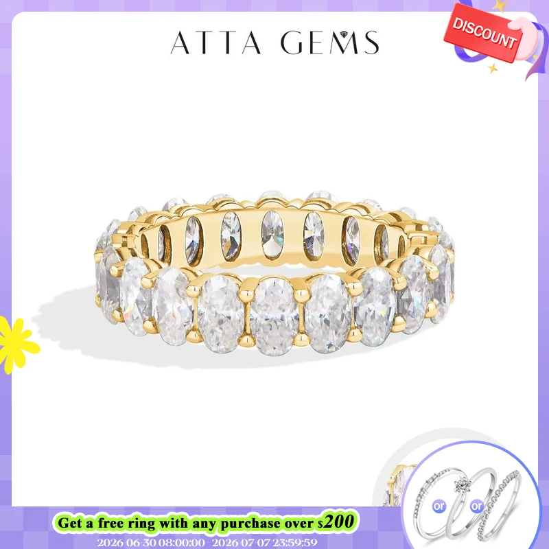 

ATTAGEMS Moissanite Eternity Rings for Women Gold Plated Copper Full Pave Stackable Engagement Band for her Bridal Jewelry Gifts