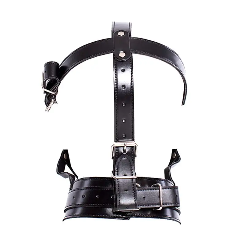 Leather Fetish Head Wrap Bondage Headgear Mask Hood Restraint Adult Role Play Sex Toys for Woman Man BDSM Slave Pu Gay Erotics