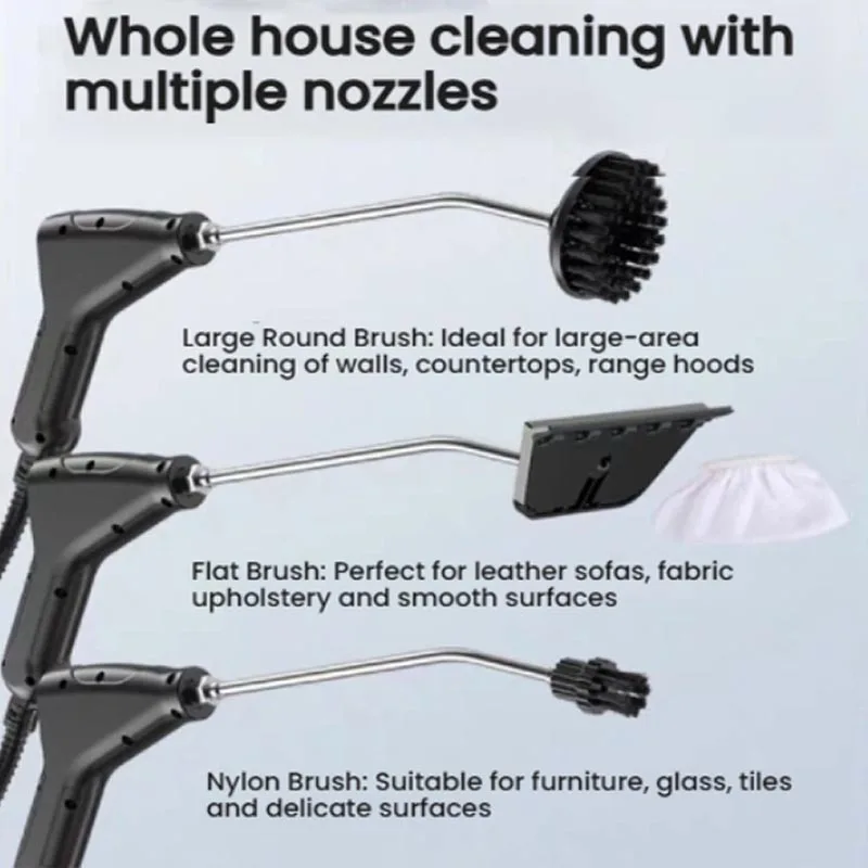 Portable High Pressure Steam Cleaner Multi Gear Temperature Control Handheld Steam Cleaning with Full Accessories Brush Nozzles
