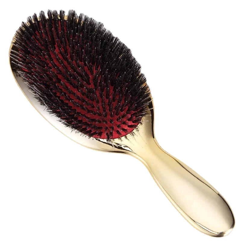 

Luxury Gold And Silver Color Boar Bristle Paddle Hair Brush Oval Hair Brush Anti Static Hair Comb Hairdressing Massage Comb