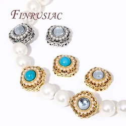 18K Gold Plated Brass with Pearl Spacer Bead For Bracelets Making,Separators For Beads,Metal Beads For Jewelry DIY Accessories
