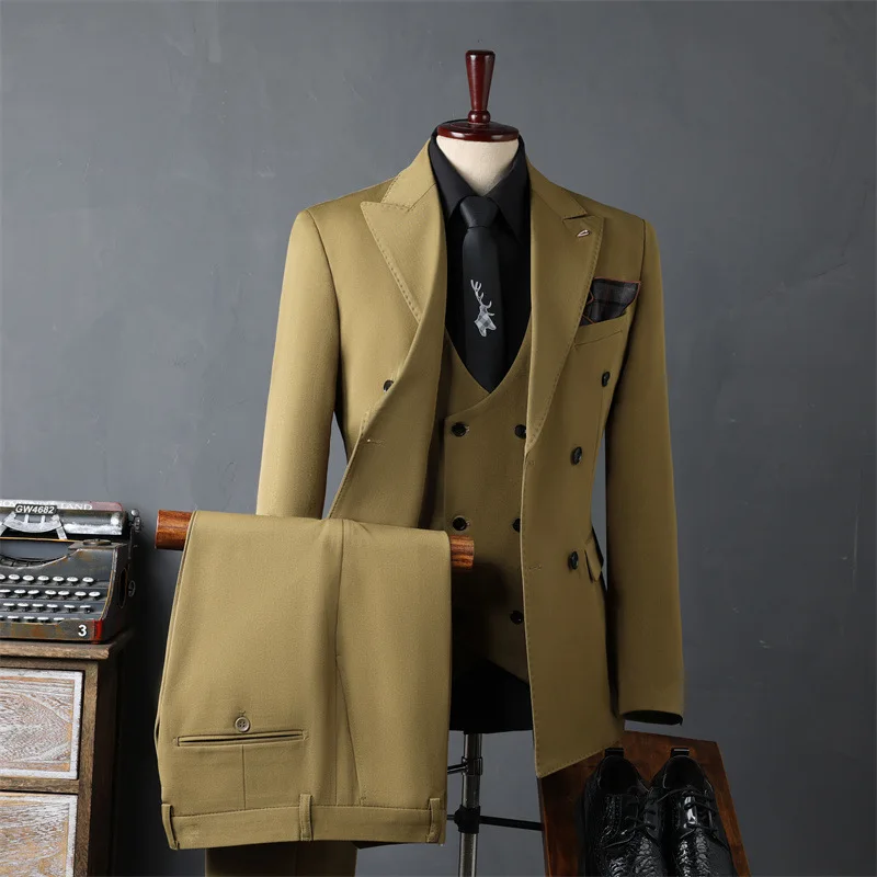 High Quality Men's Suit Slim Fit Formal Business Office Set Wedding Party Fashion Men's Suits 3 Pieces（jacket+Vest+Pants）