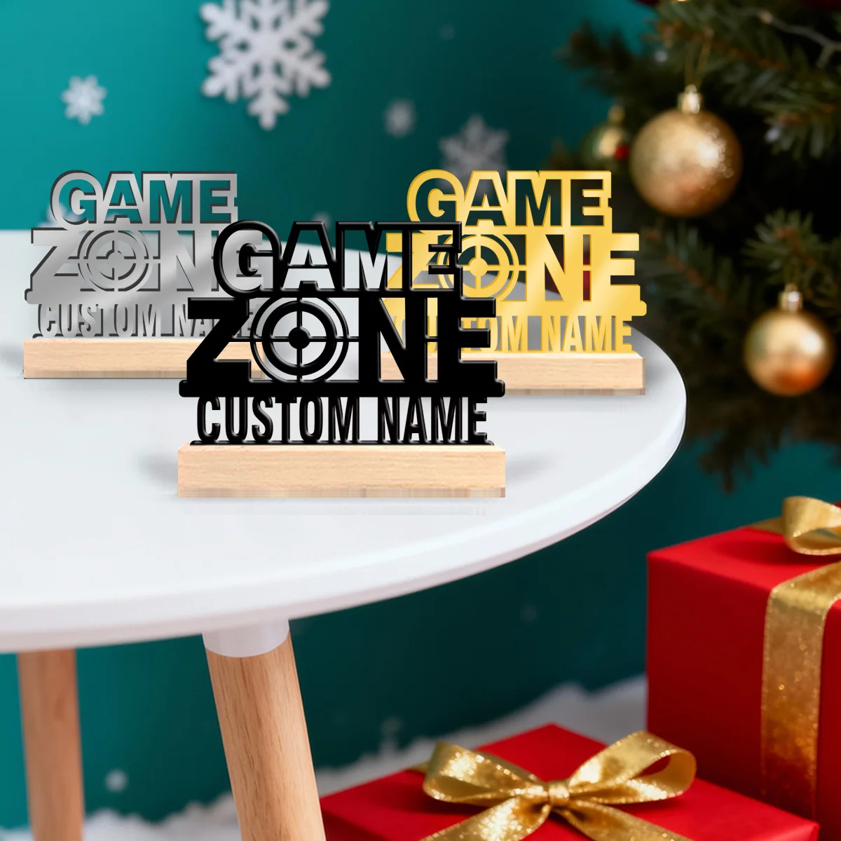 1pc Customized Minimalist Metal Ornaments Customizable Content With Wooden Base Suitable for Fireplaces,Study Rooms,and Offices