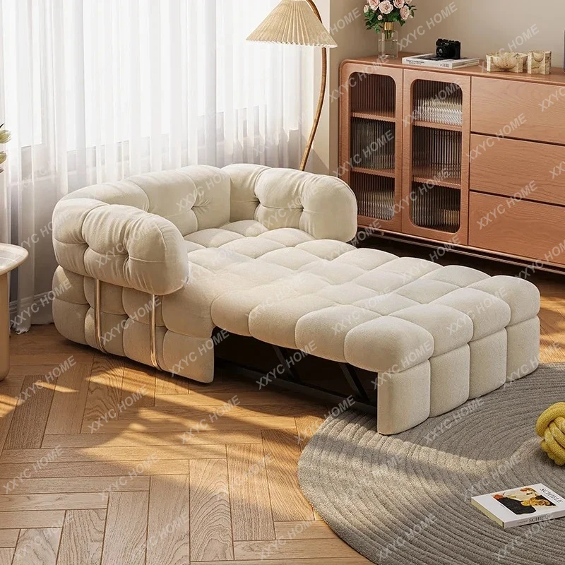 A  Fabric small apartment pull-out medieval sofa bed