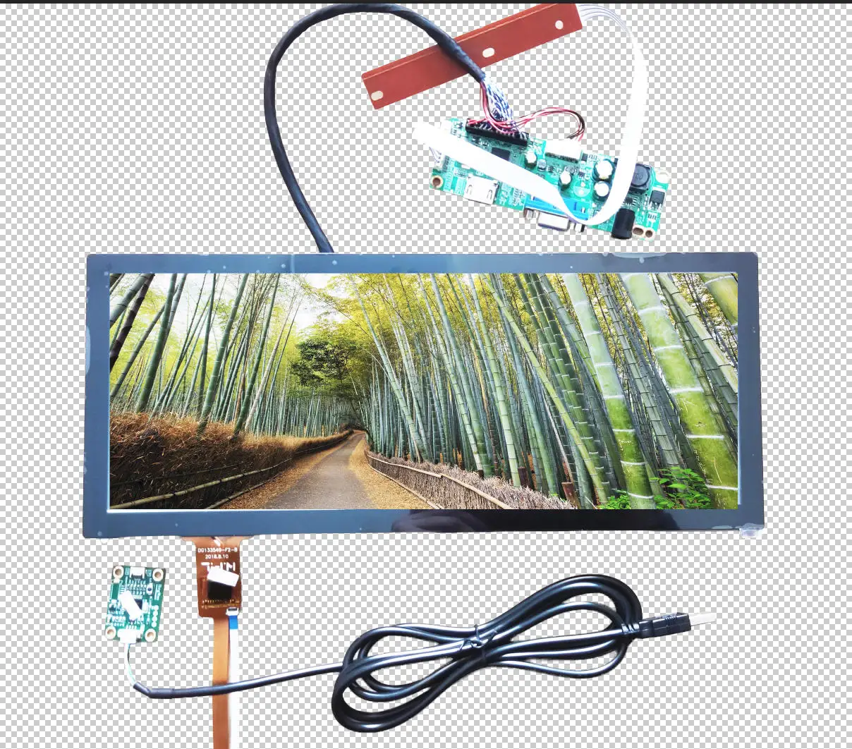 12.3 inch Bar LCD Display Kit 1920 * 720 IPS High Brightness  Driver Board, USB Capacitive Touch Screen HSD123KPW1-A30