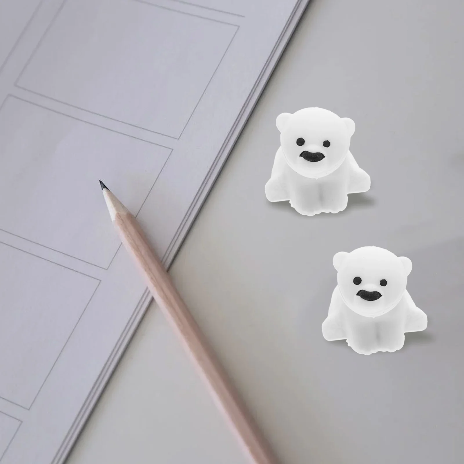 

20pcs Polar Bear Eraser Mini Rubber Erasers For Kids Pencil Correction Supplies Animal Puzzle Design Stationery School Party