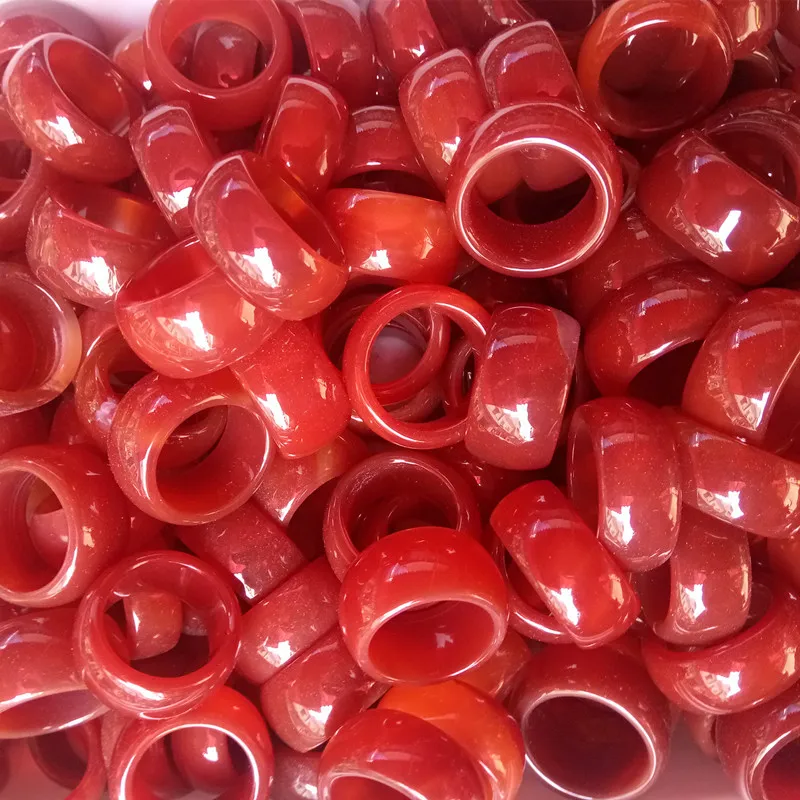 Natural A red jade rings jewelry agate chalcedony pull finger rings for women men  rings for women  luxury jewelry 925 ring