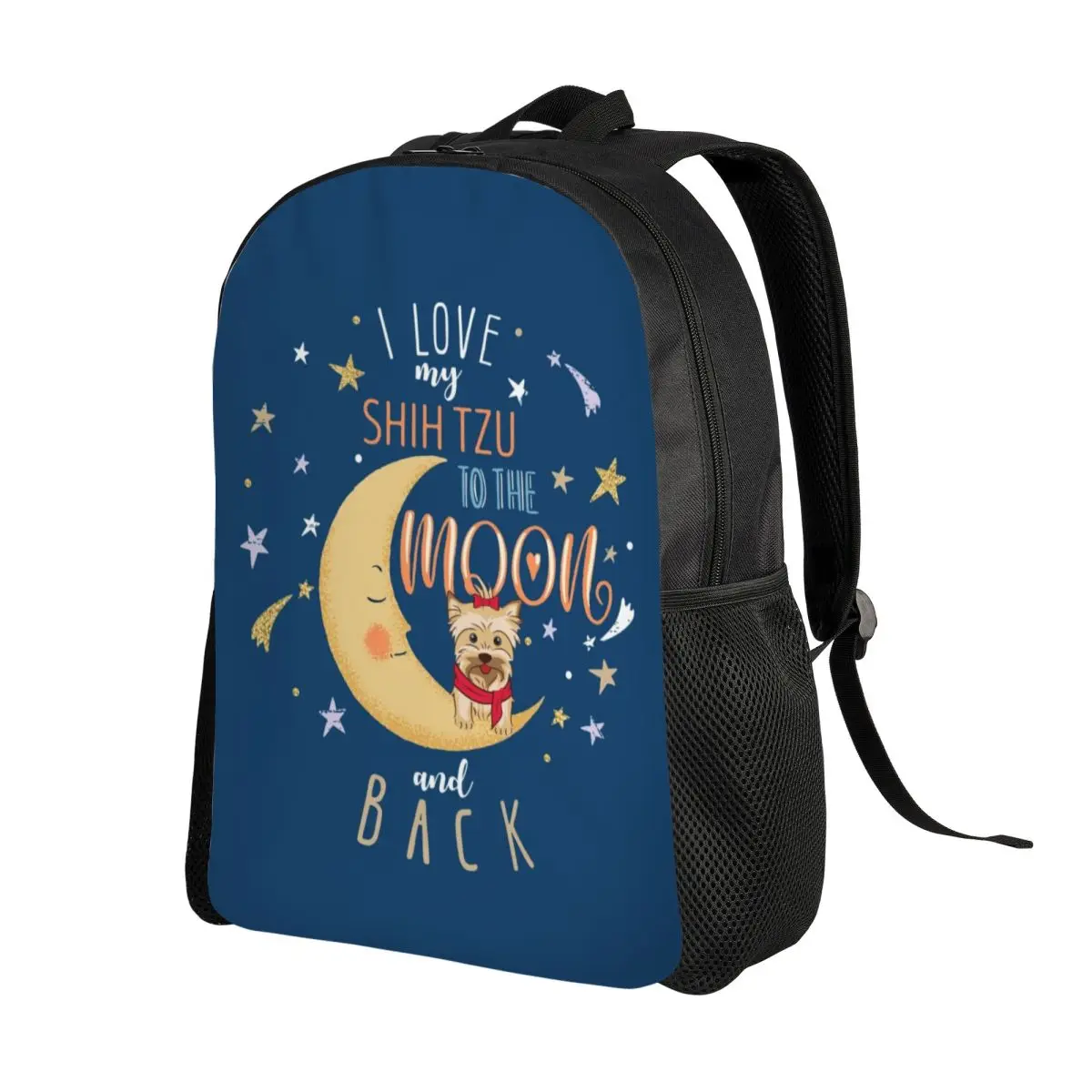 Shih Tzu Puppy To The Moon Backpack for Women Men Water Resistant School College Animal Dog Cartoon Bag Printing Bookbag