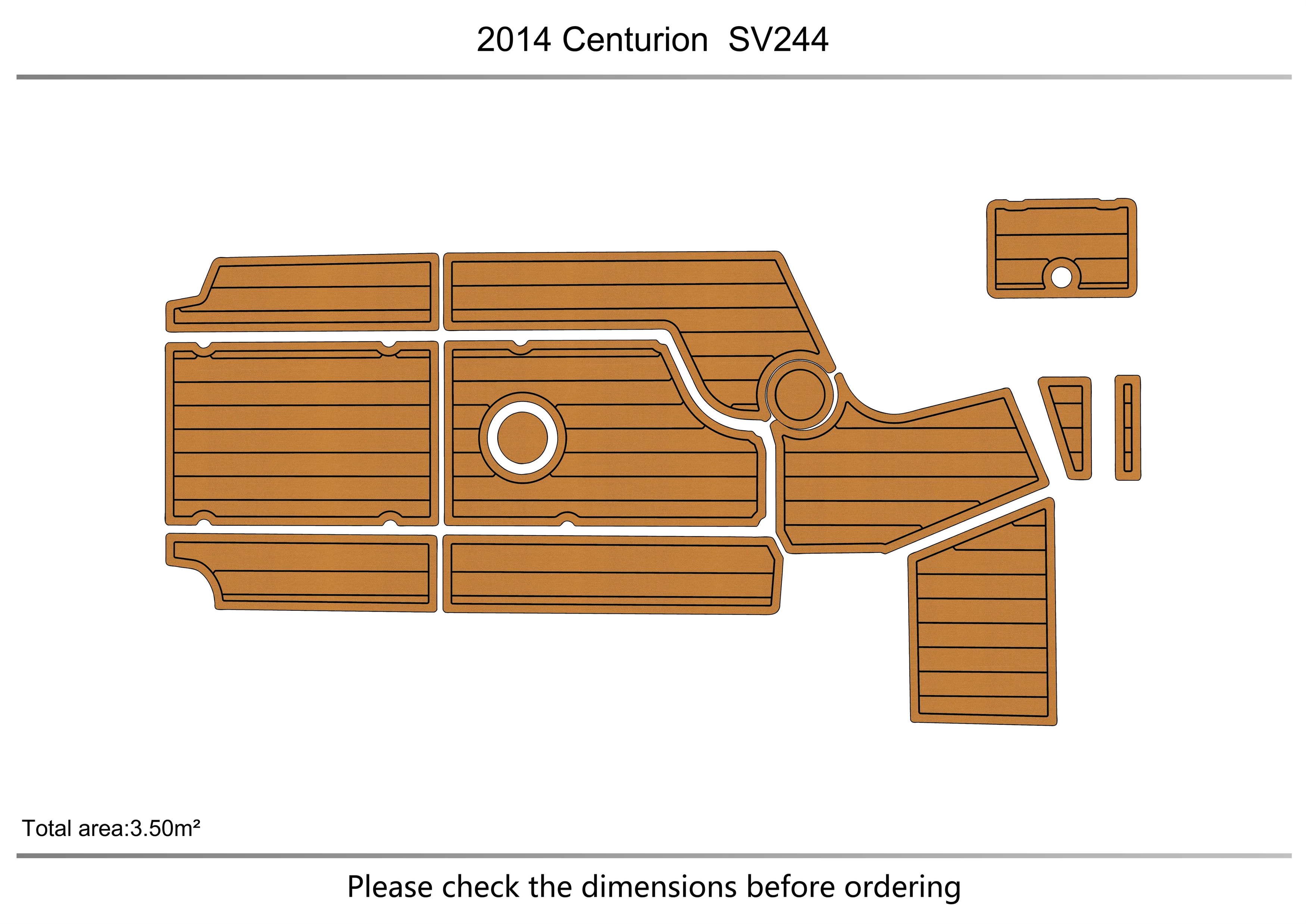 Eva foam Fuax teak seadek marine floor For 2013-2016 Centurion SV 244 Cockpit Swim platform 1/4