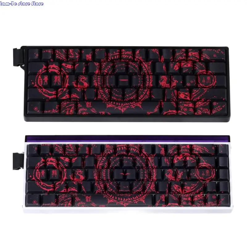 

D0UA Эргономичные клавиатуры с боковым принтом, колпачки для клавиш из термосублимированного ПБТ со сложным узором для клавиатур