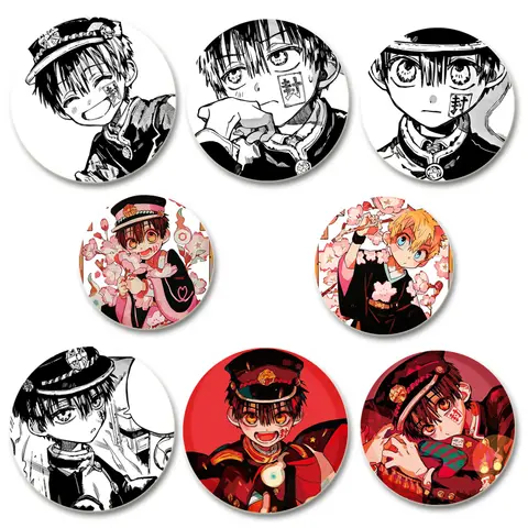 Anime Toilet-bound Hanako Kun Pins Round Cartoon Snap-in Brooches for Backpack Cothes Accessories Collection Badge Decoration
