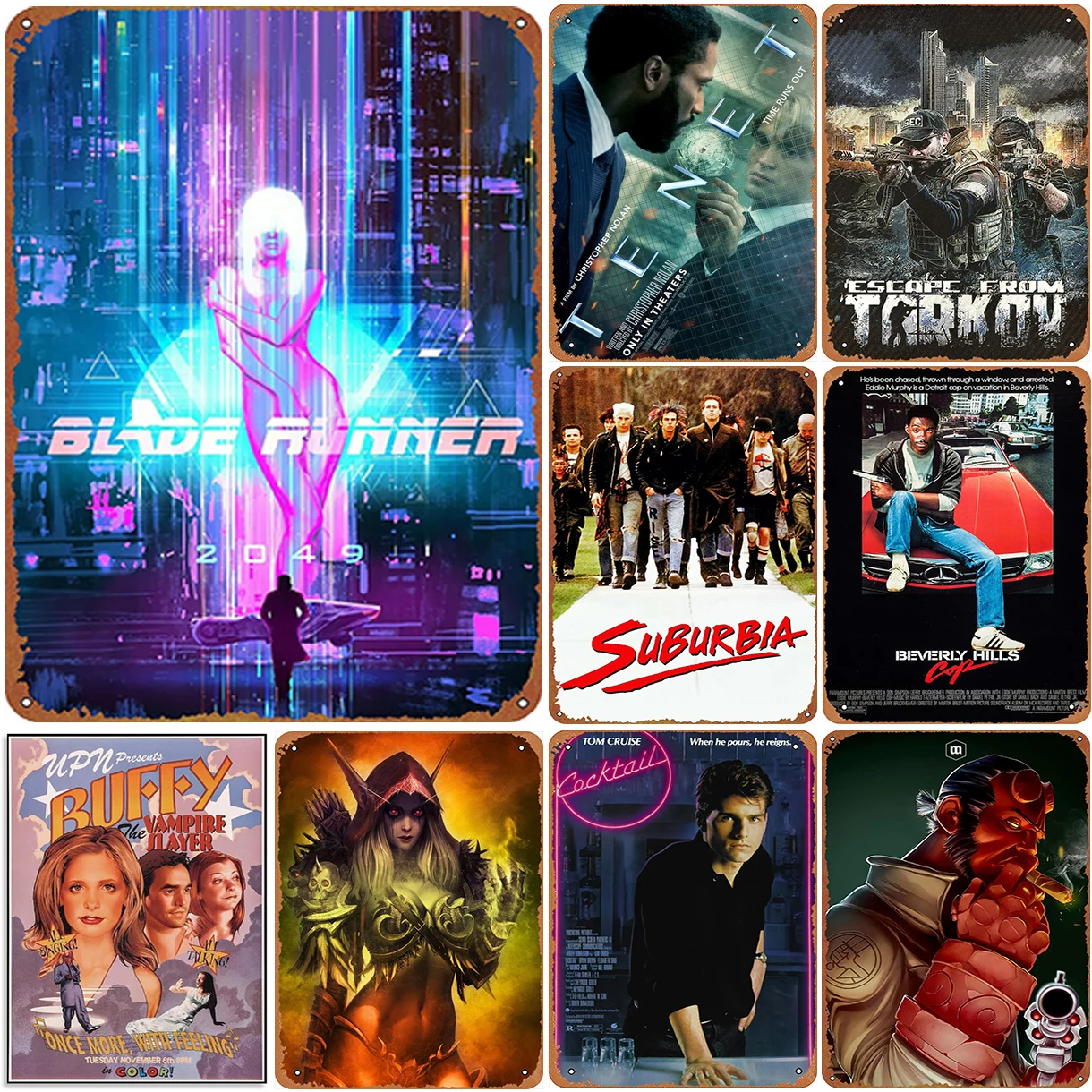 Letreros de estaño de Metal para decoración de pared, póster de arte Vintage de película antigua clásica, pintura de hierro para Cueva de hombre, hogar, cafetería, jardín, Club, Bar