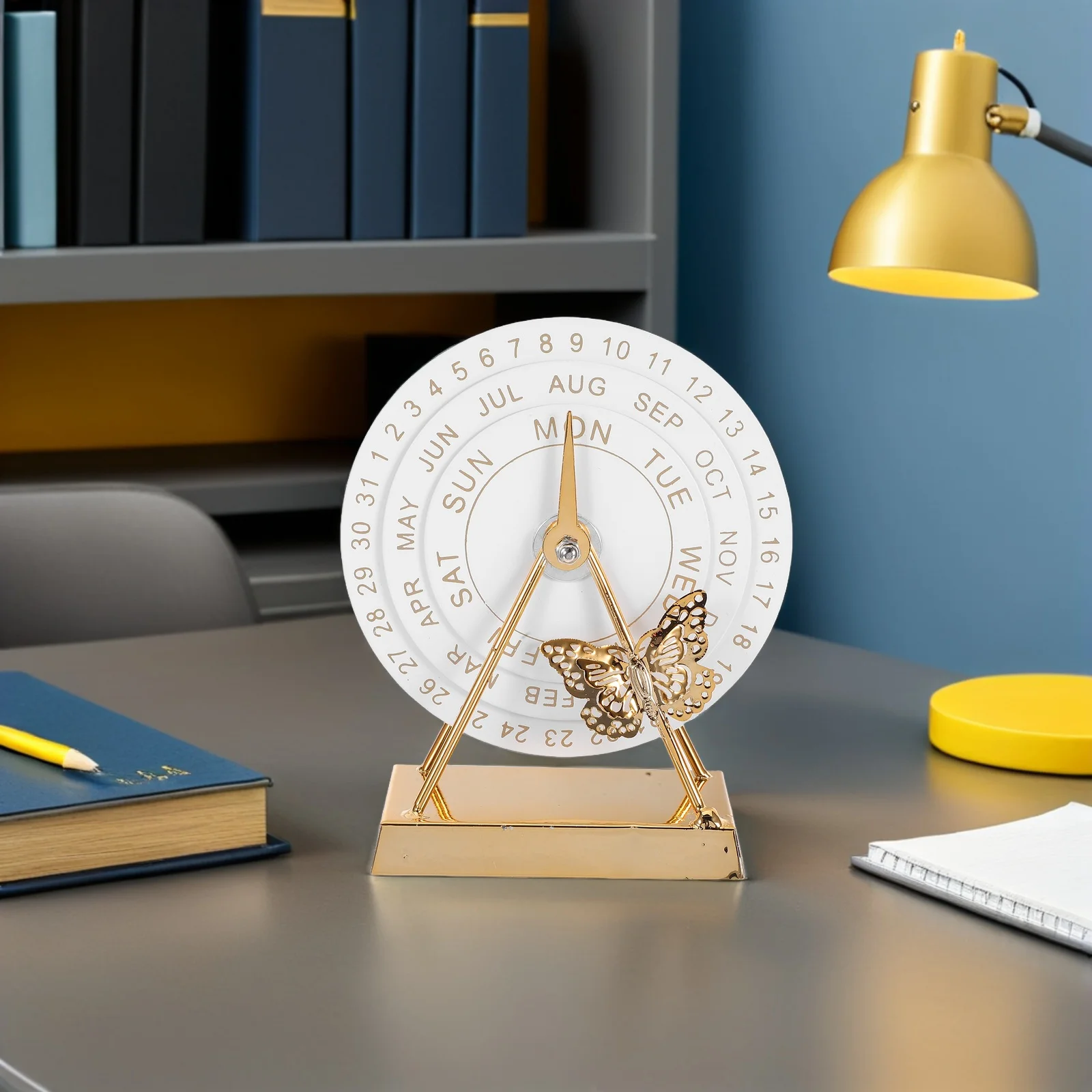 

Металлический вечный календарь, винтажный круглый вращающийся декор для стола для домашнего офиса, ручной сменщик даты, многоразовый настольный орнамент