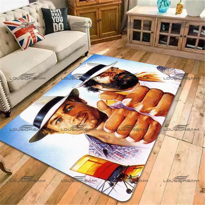 Bud Spencer & Terence Hill Decorative Carpet Square Flannel Character Art Rugs Modern Home Living Room Floor Mats Bedroom Carpet