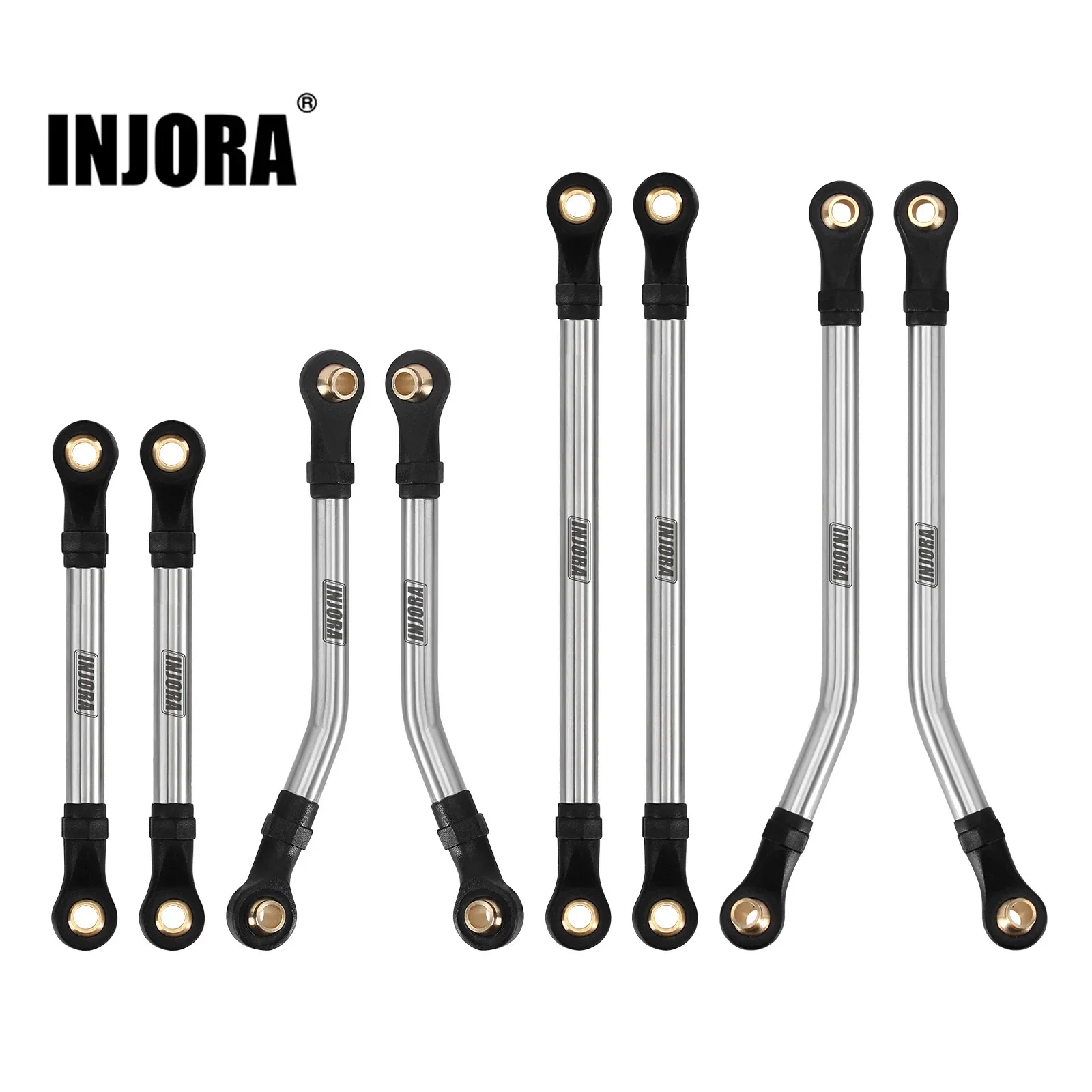 INJORA Stainless Steel High Clearance Chassis Links Set for 1/18 RC Crawler TRX4M High Trail K10