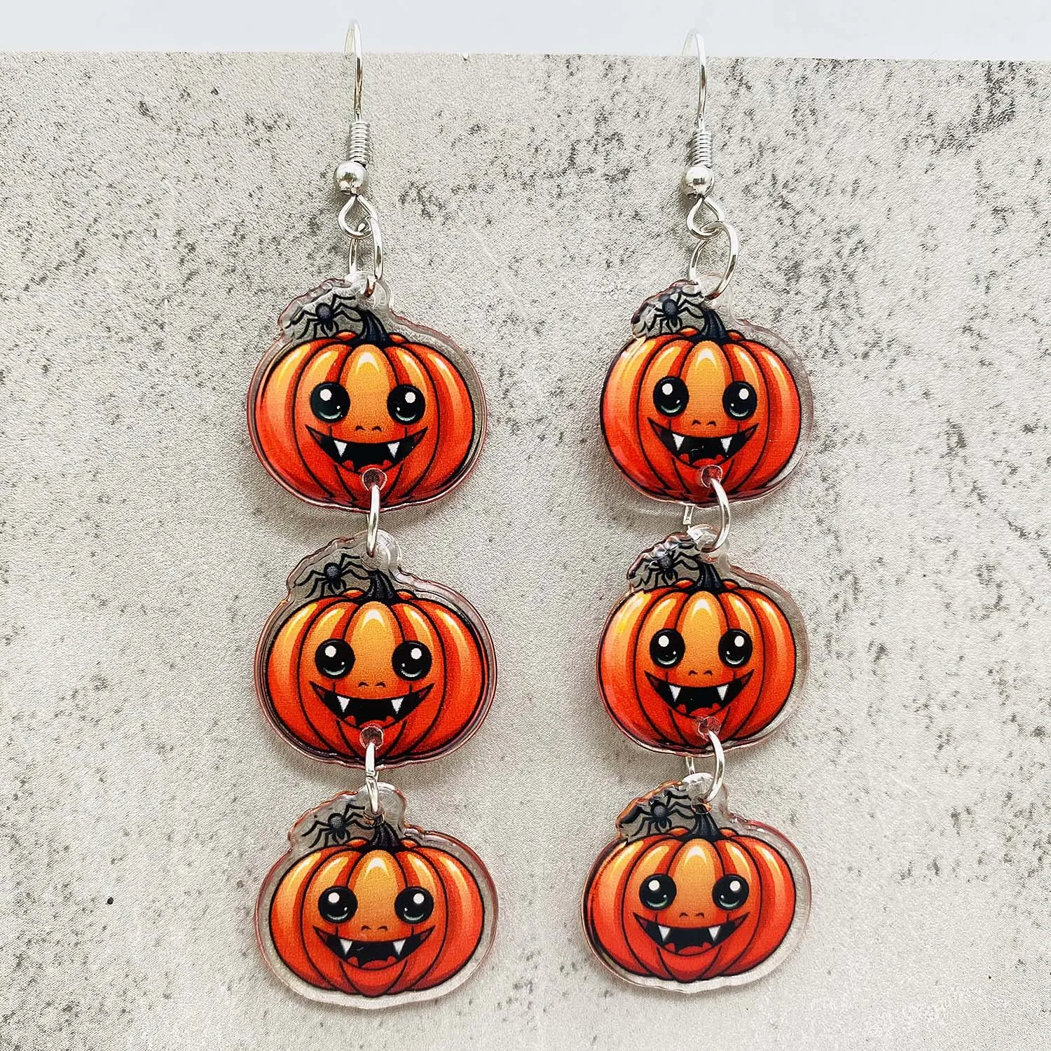 Autumn Thanksgiving Earrings for Womne Pumpkin Maple Leaf Acrylic Pendant Earrings Horror Pumpkin Halloween Jewelry Gift