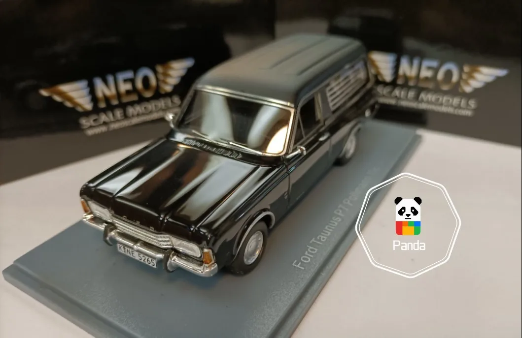 Neo-Ford Borman Hearse Coffin Modèle de voiture, Ford Taunus P7, Ornement noir, Cadeau de collection, Souvenir, 1969, 1:43