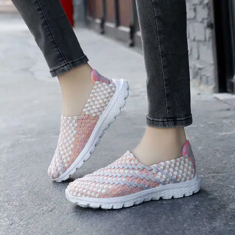 

Роскошные кроссовки на платформе In The Forest, женские тканые туфли на плоской подошве, женские ботинки D, спортивные разные солнечные кроссовки для спорта и отдыха