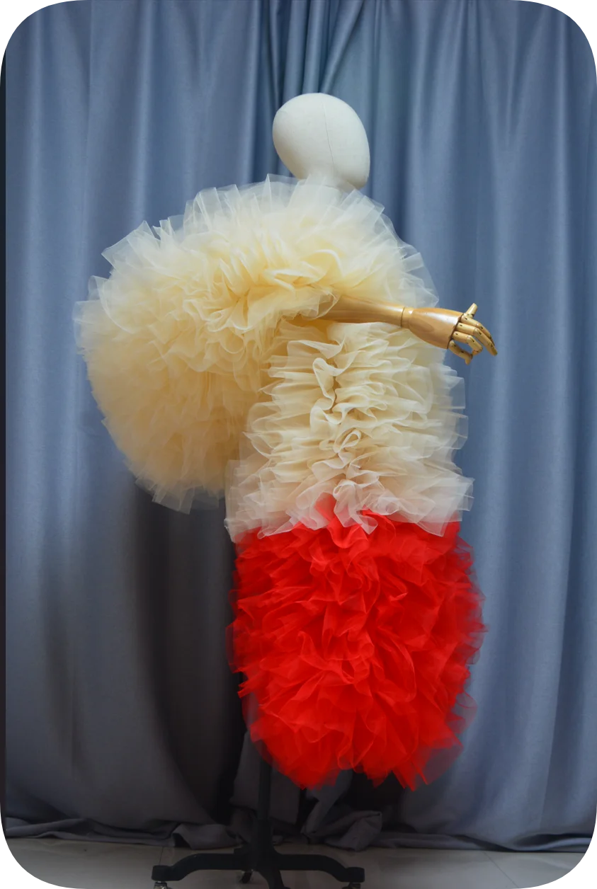 Fashion Stage Ball Party Club Bridal Tulle Boa Ruffle Shawl Wrap Wedding Accessory Drag Queen Shawl Custom Color