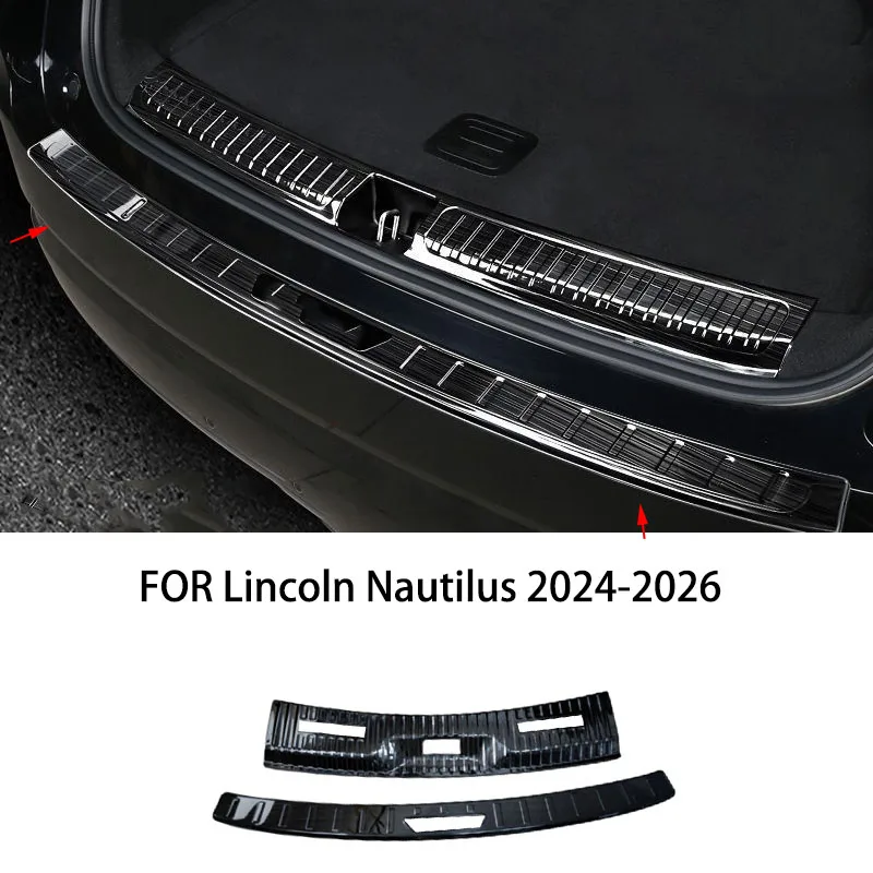 

FIT FOR Lincoln Nautilus 2024-2026 Stainless steel black chrome Trunk outside inside Bumper Protector cover sill guard Trim