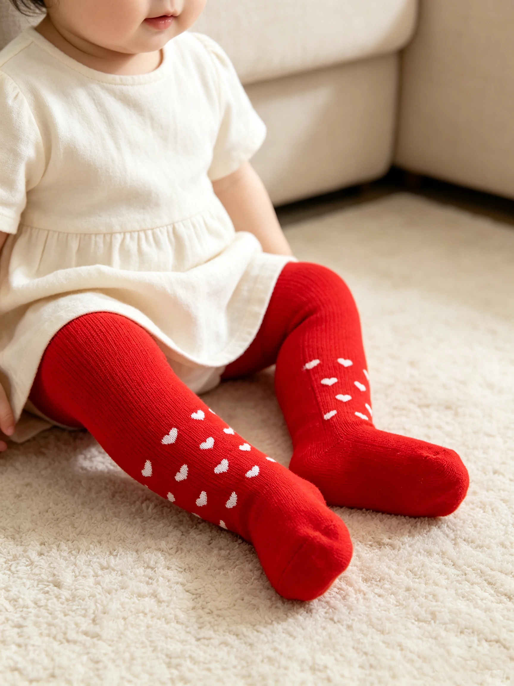 1Pc Newborn Baby Girl Cotton Tights Heart Print Elastic Pantyhose Soft Toddler Infant Girls Cute All Seasons Daily Casual Outfit