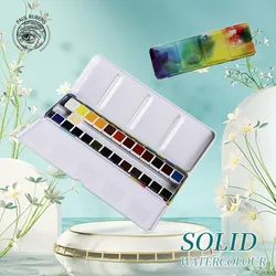 New Paul Rubens Artist Colorful Solid Watercolor Paint Set 12/24 Colors Professional Water Color for Painting Art Supplies