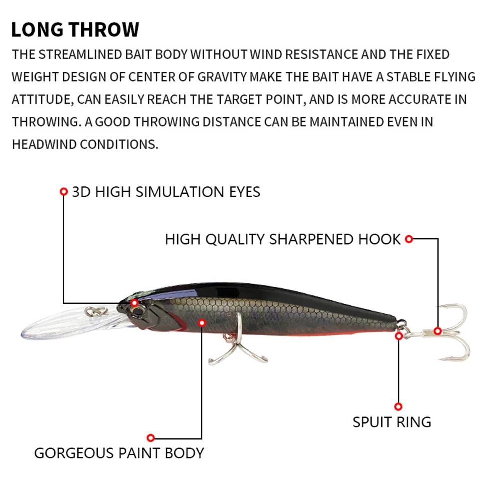 10cm 18.8g Fishing Lures Sinking Minnow Wobbler Long Casting Artificial Hard Bait Jerkbait Fishing Accessories Trout Bass MN617