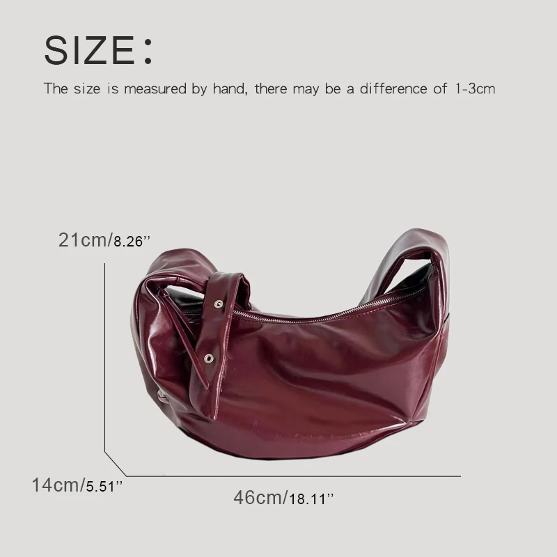 Korean Casual Hobos Bags For Women Luxury Designer Handbag Purse 2024 New In PU Oil Wax Leather Large Capacity Underarm Shoulder