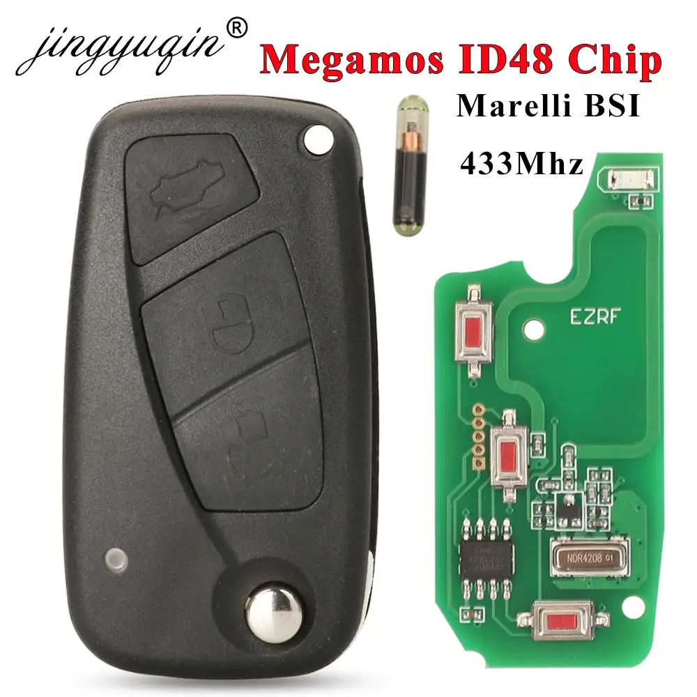 

jingyuqin 433MHz Megamos ID48 Remote Key Fob For Fiat Bravo Linea Stilo Punto Ducato Ypsilon Daily PEUGEOT BOXER Citroen Jumper