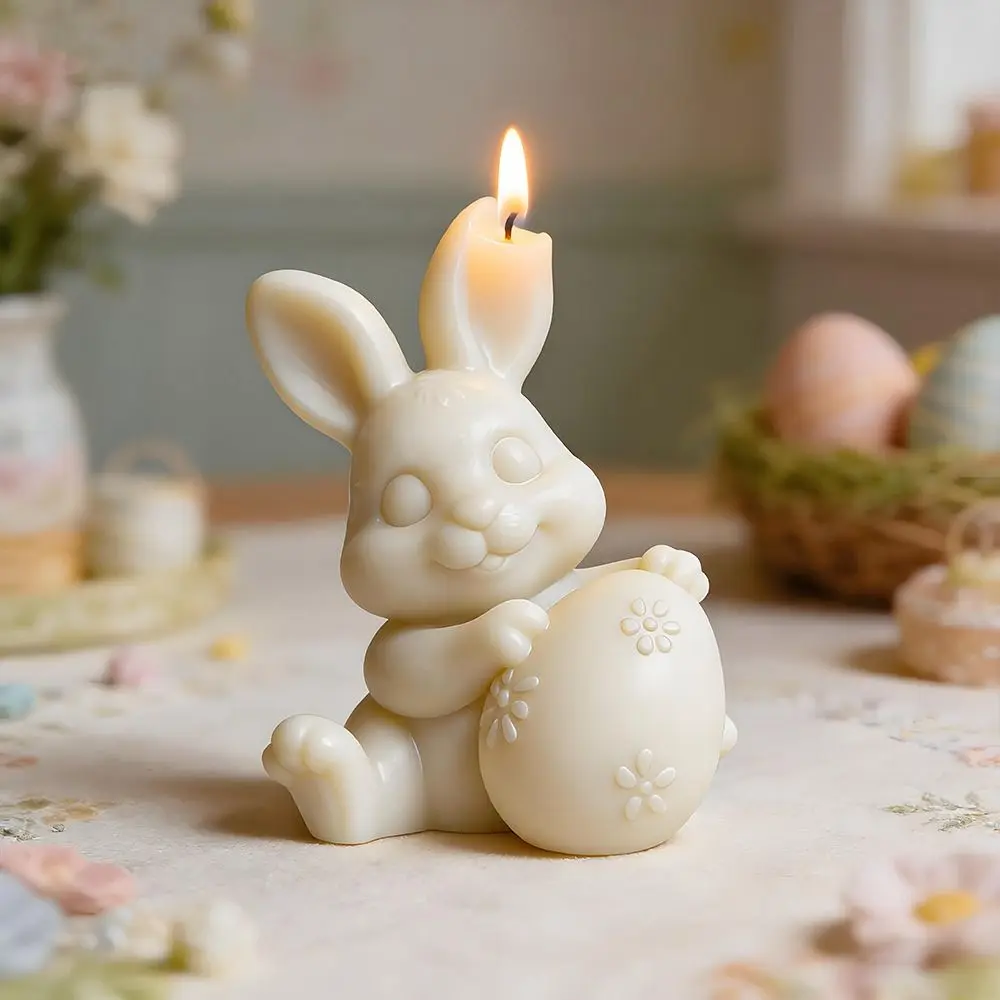 Cute Design Silicone Easter Bunny Mold Easter Egg Handmade Candle Making Mold Lightweight Chocolate Mold Celebration