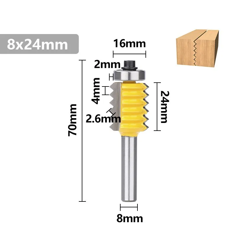 8mm Shank Finger Joint Router Bits Glue Panel V Joint Milling Cutter for Woodworking Tools Tenon Bits