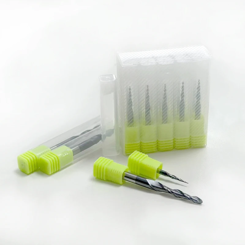 

1pc HRC55 Tapered Cone CNC Milling Cutter 2F - D3.175/D4/D6/D8/D10/D12 Tungsten Solid Carbide Coated Tapered Ball Nose End Mill