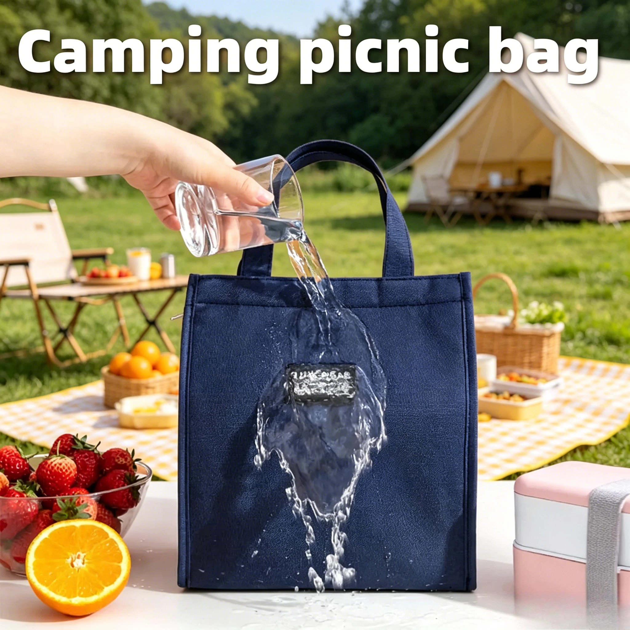 Insulated Portable Thermal Picnic Bag Bento Tote Lunch Bag Camping Cooler Bag Keep Food Fresh for Work Travel