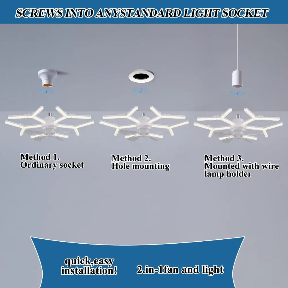 

New 2 in 1 Ceiling Fan 4-Speed Regulation Remote Control Ceiling Fan Light Universal Energy Saving Electric Cordless Fan Store