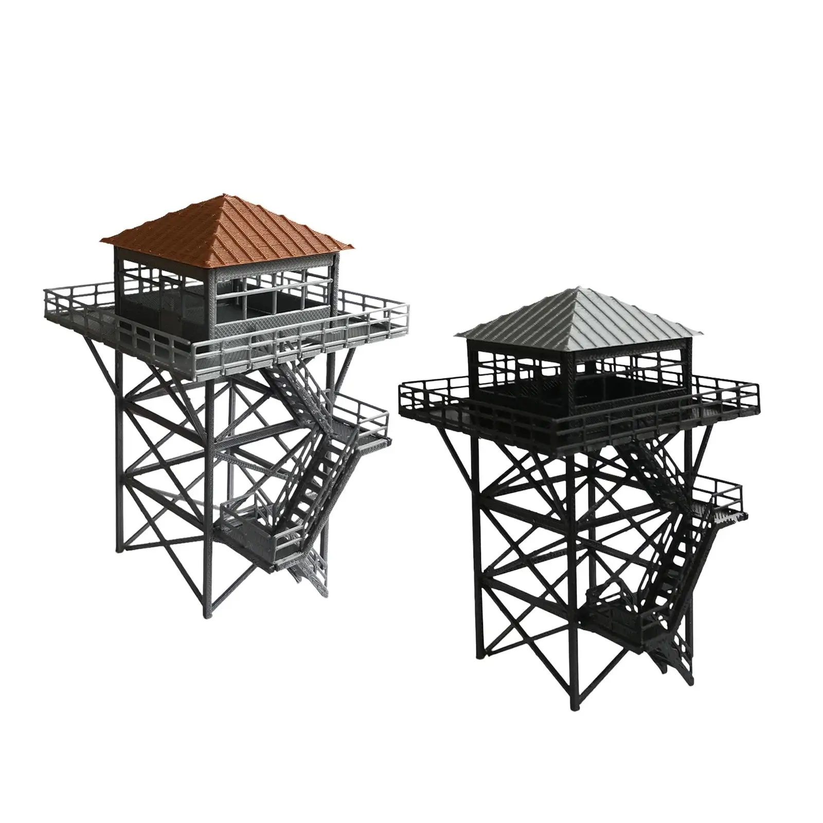 1/64 Lookout Tower, Sand Table Layout Decoration, DIY Building Simulation Railroad Security Tower Railway Scenery Accessories