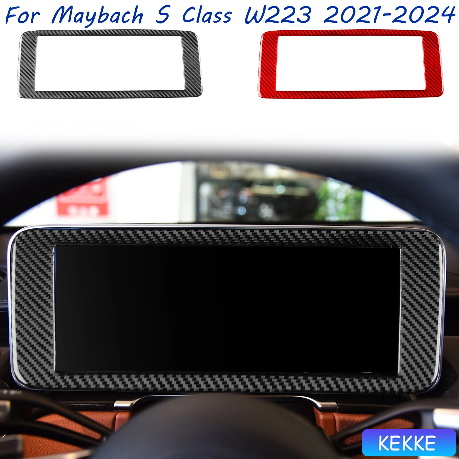 For Mercedes Benz Maybach S Class W223 2021-2024 Instrument Display Screen Frame Carbon Fiber Decorative Car Accessory Sticker