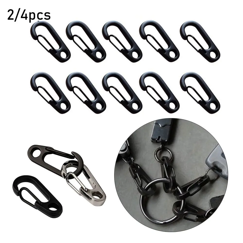 2/4pcs MIni Aluminum Alloy Outdoor Hook Safety Travel Tools Spring Clips D-Ring Key Chain Camping Keyring D Carabiner