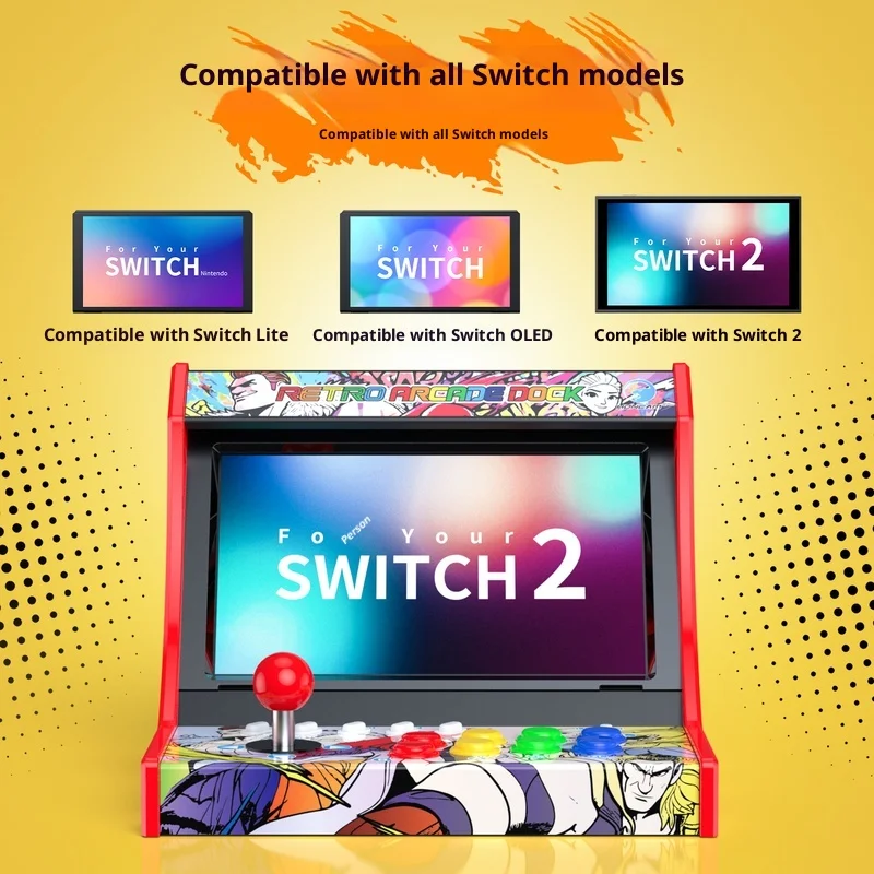 Dock per controller arcade HONCAM per Switch/OLED/Switch 2 - Piattaforma per joystick per giochi di combattimento per Street Fighter