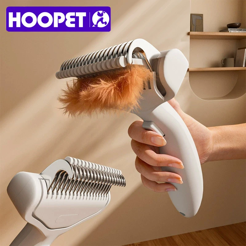 HOOPET Professional Pet Comb for Dogs And Cats with Push-Button Stainless Steel Deshedding Brush SkinGuard Ergonomic Handle