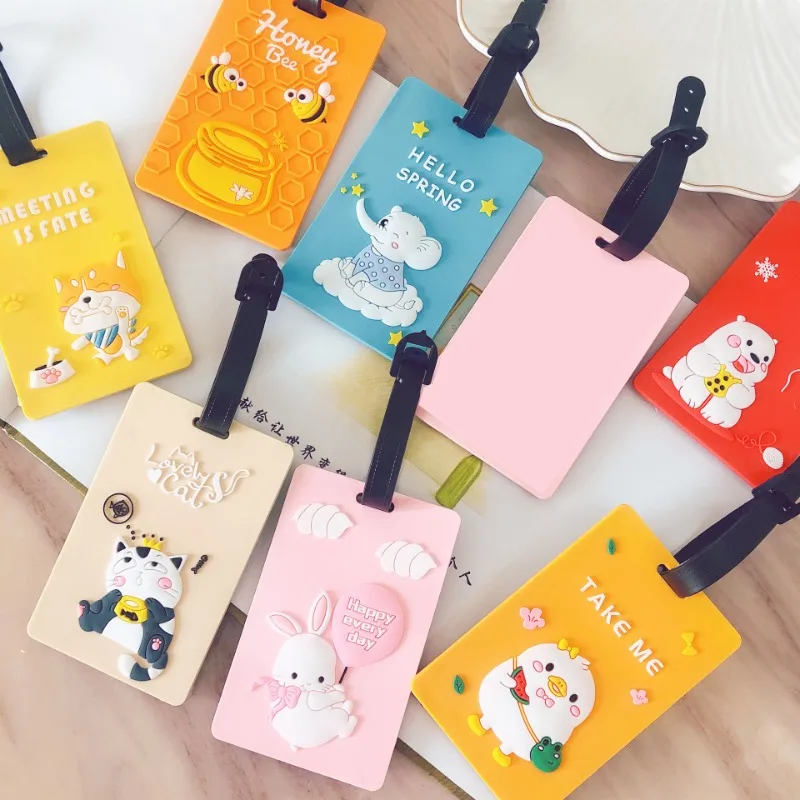 Cute Luggage Tags Women  Luggage Tags Silica Gel Suitcase ID Address Holder Baggage Boarding Tag Travel Accessories