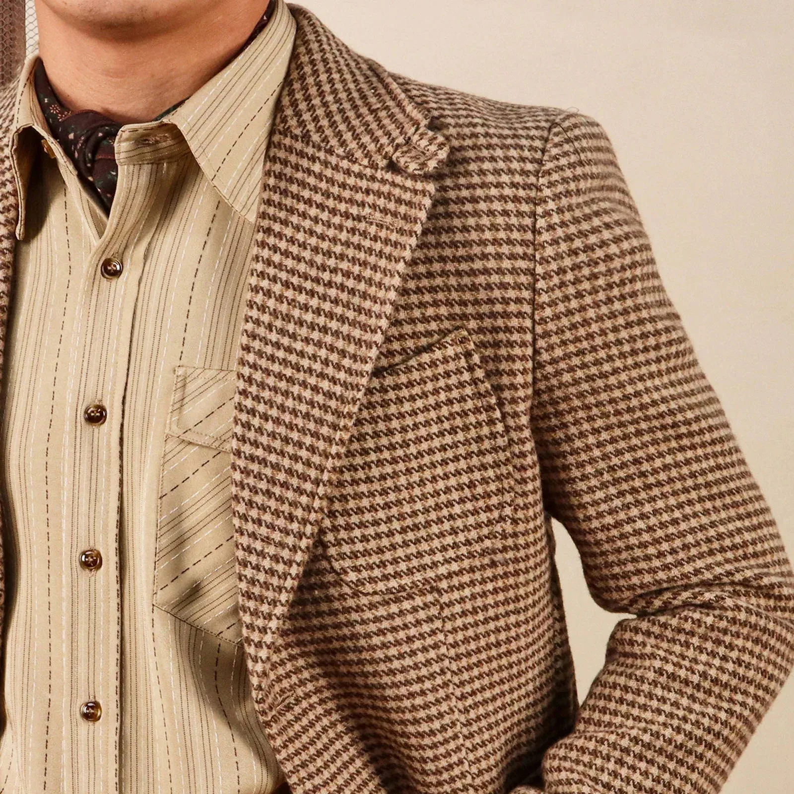 

English Style Casual Men's Retro Suit jacket Men's Large Size Jacket British Gentleman Wool Suit Trendy Tweed Houndstooth Suits