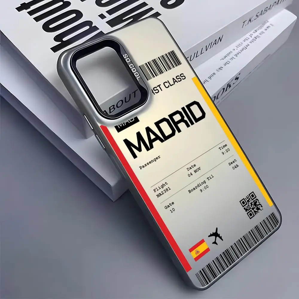 اسبانيا طائرة السفر تذكرة جراب هاتف لسامسونج غالاكسي S25 S24 S22 S23 الترا S21 S23 زائد 5G لامعة غطاء من البولي يوريثان للصدمات Funda #6